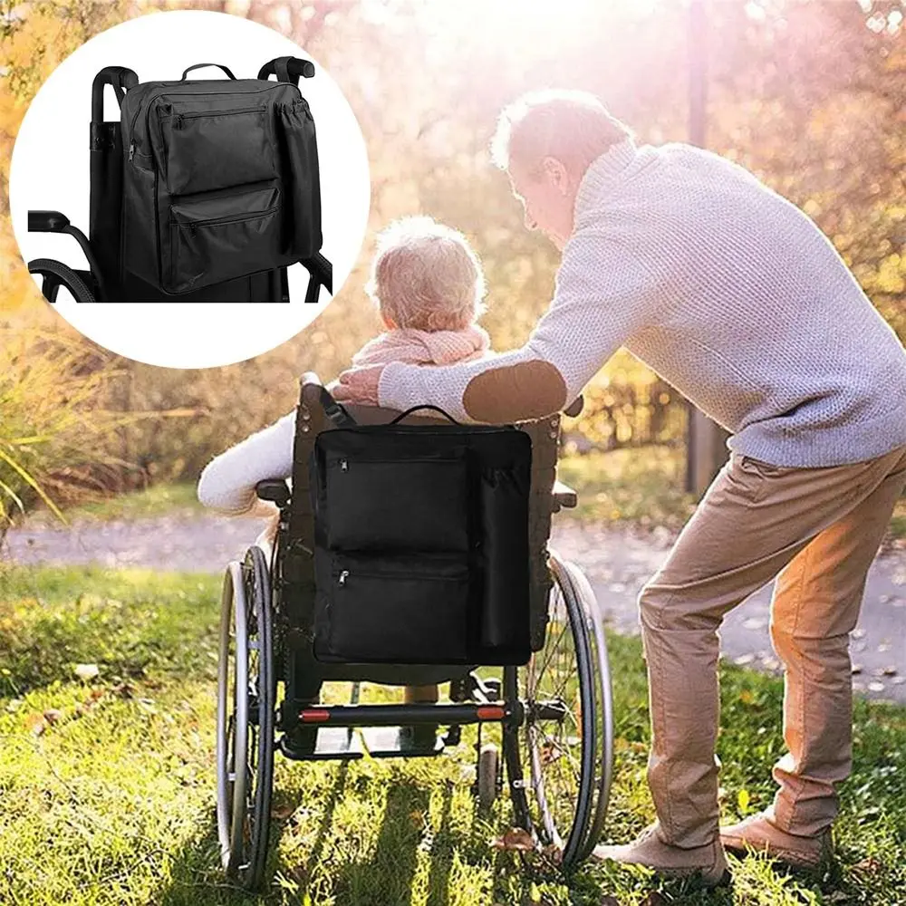 

Multi-pocket Wheelchair Rear Storage Bag Portable Large Capacity Wheel Chair Hanging Bag Waterproof with Buckle