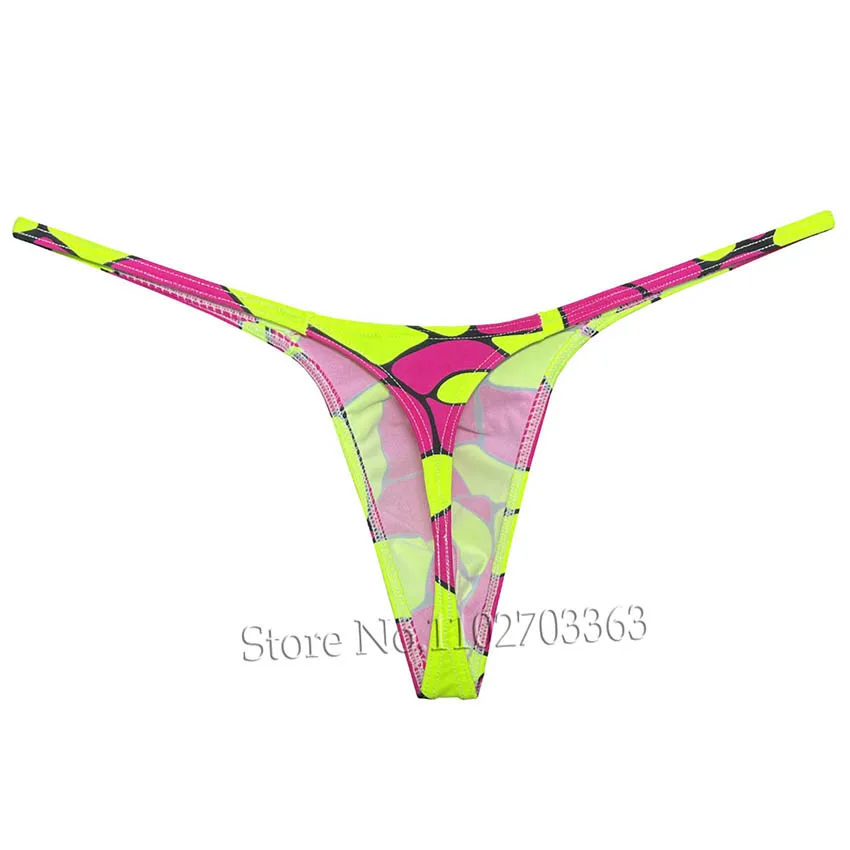 Mens Slim Pouch Swimming g-string Print Lingerie perizoma intimo Beachwear Swimwear