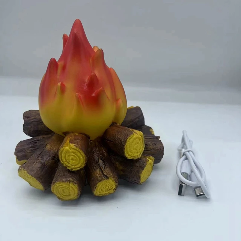 Luz LED nocturna 3D, fuego de madera falsa, adornos decorativos de escritorio, llama de carbón simulada, suministros brillantes