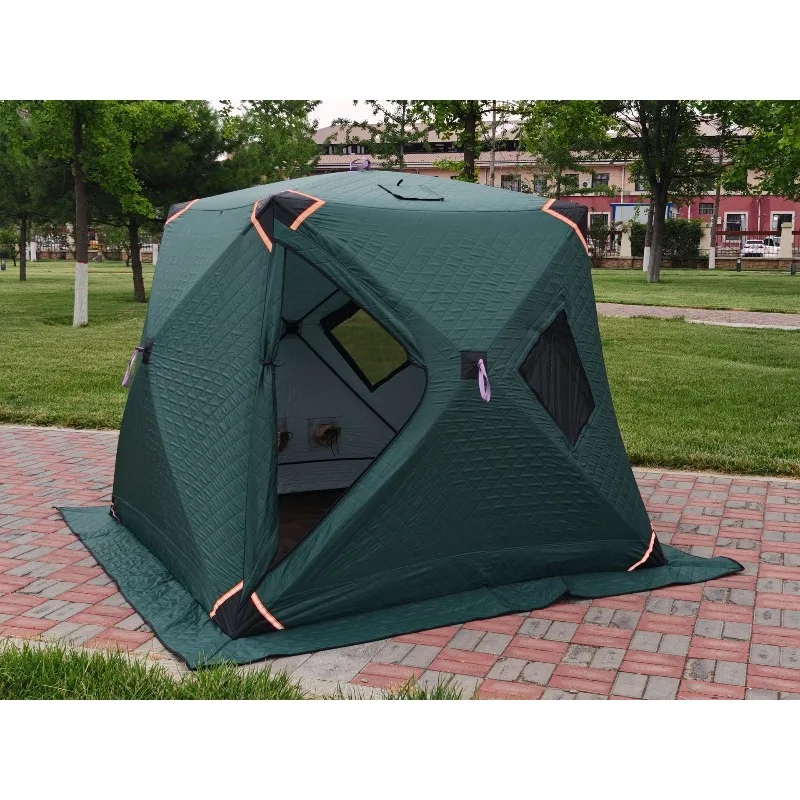 One Bedroom Outdoor Camping Tent Breathable Oxford Fabric Warm Window Waterproof Fiberglass Poles Sauna Design Triple