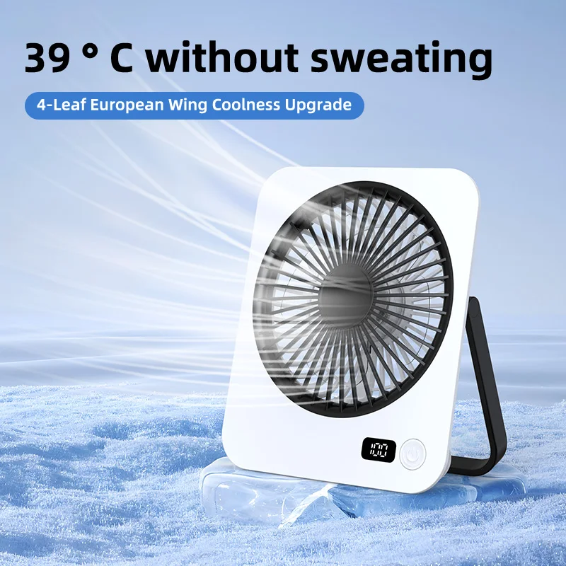 Low Noise Desk Fan Portable USB Rechargeable 180° Folding Personal Mini Ultra Quiet Fan Power Display For Office Home And Travel