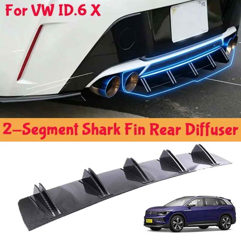 For VW ID.6 X Shark Fin Rear Diffuser Split Chassis Spoiler Auto Aerodynamic Parts Aerodynamic Modification