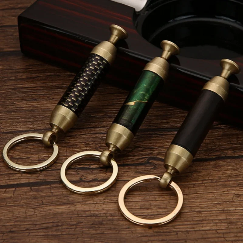 HONEST Brass 2-in-1 Cigar Keychain Cigar Accessories 8.5mm Cigar Knife and  Needle Holder Outdoor Portable Lighters Smoking Gift