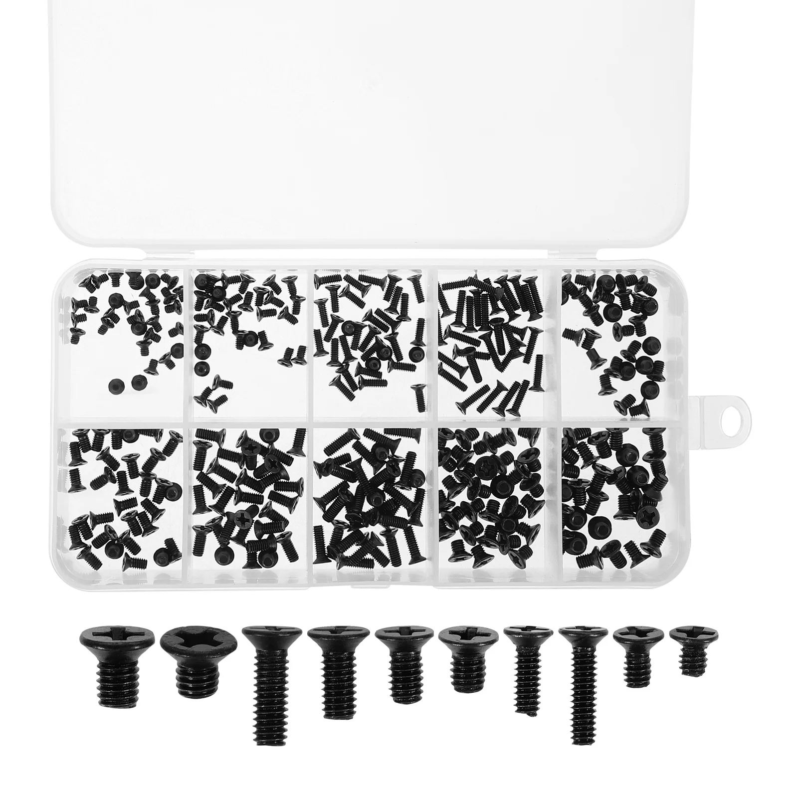 

300 pcs Black Flat Head Screws Oxide Coated Corrosion Resistant Recessed Countersunk Machine Fasteners For Indoor Outdoor Use