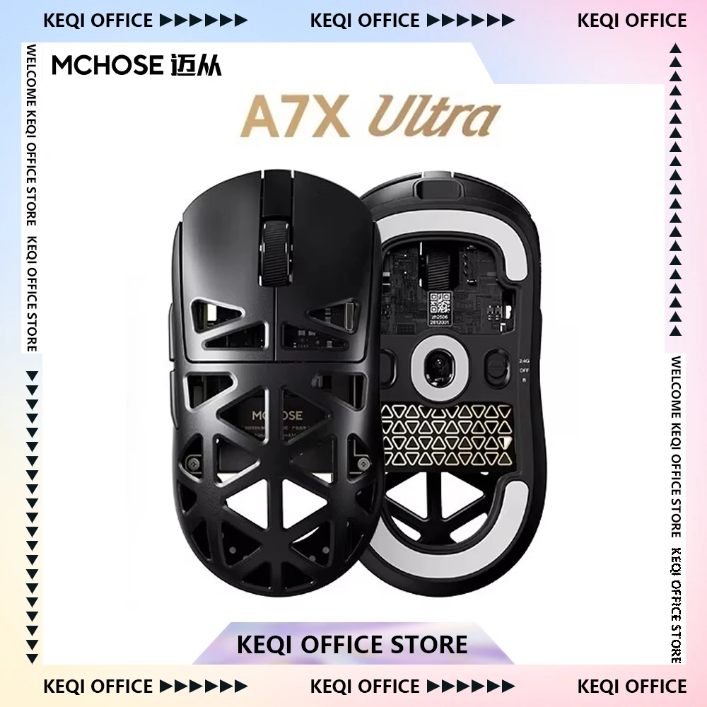

MCHOSE A7X Ultra Mouse PAW3950, беспроводная 3-режимная игровая мышь из магниевого сплава, легкая полая, 42000 точек на дюйм, аксессуар для ПК на заказ, подарок