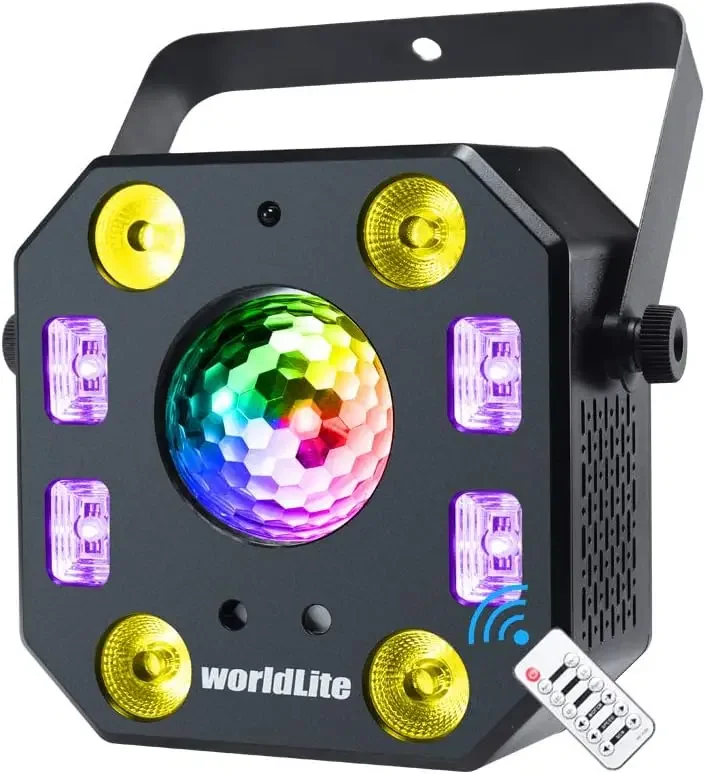 

Сценические DJ-светильники, светодиодный эффектный прожектор WorldLite 5-в-1 с Magic Ball, светодиодные прожекторы Par Pattern и стробоскопы/УФ-лампы, отлично подходят для сцены и диджеев
