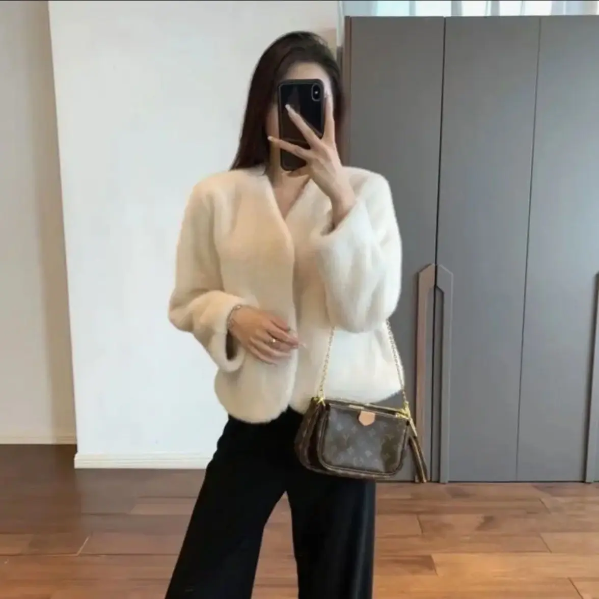 New Winter Faux Fur Coat Femininity Velvet Mink Elegant Chamarras Mujer Loose Fit Cassual Women Jacket Winter Women's Outerwear