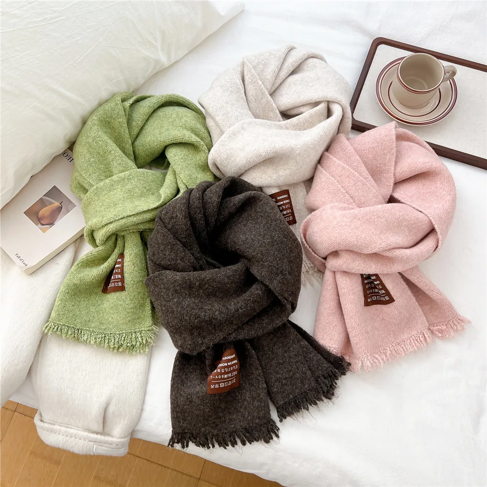 

Long tassel knitted scarf for women, autumn and winter fashion, versatile, thick and warm, winter neck warmer decoration
