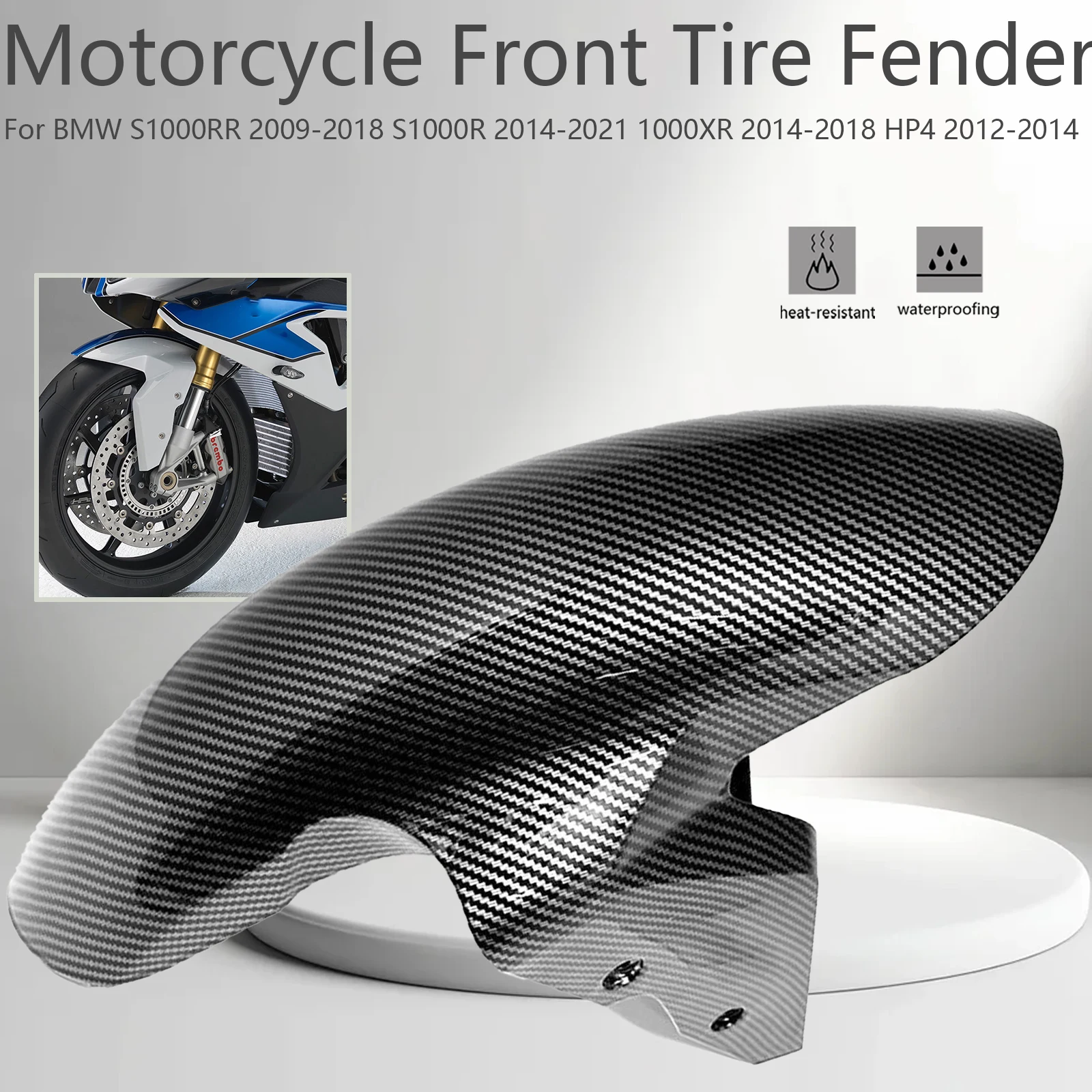 

For BMW S1000RR 2009-2018 S1000R 2014-2021 1000XR 2014-2018 HP4 2012-2014 Motorcycle Front Fender Mud Guard Mudguard