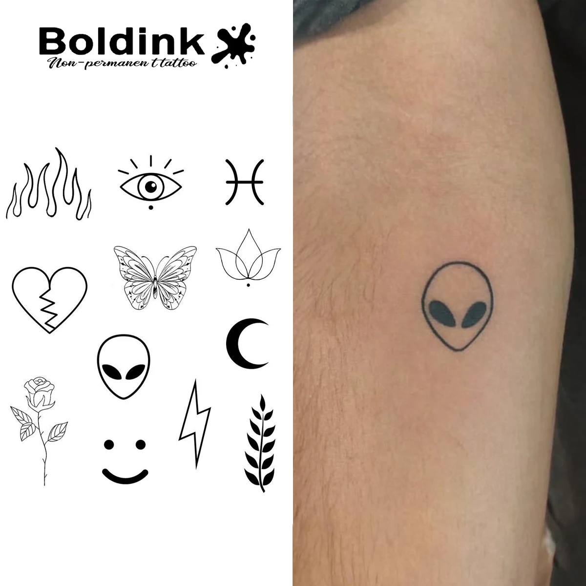 الرموز غريب الأطوار الوشم المؤقت، آخر حتى 15 يومًا التكنولوجيا الجديدة ماجيك ملصق شبه دائم مقاوم للماء.