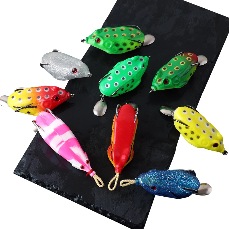 Top water wholesale lure unique rubber mice soft frog 18 gram 3d lure eyes fishing bait