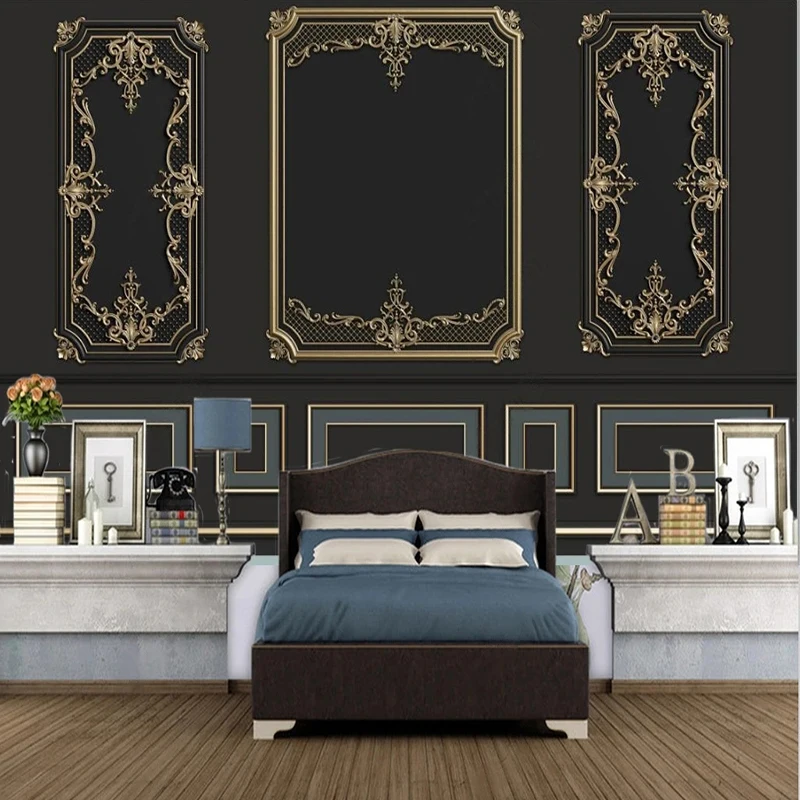 Custom 3D European Plaster Carving Wall Mural Wallpaper Vintage Relief Design for Living Room Bedroom Cafe Restaurant Background