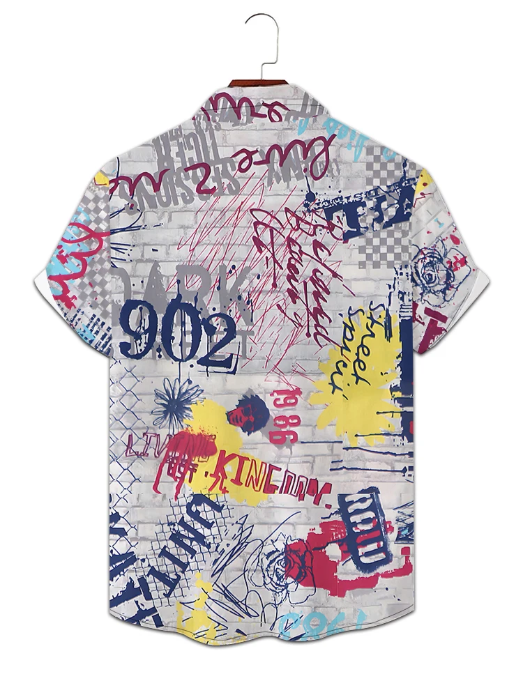 Camicie con stampa digitale 3D Graffiti creativi artistici camicia a maniche corte Oversize estiva da uomo di alta qualità per il tempo libero