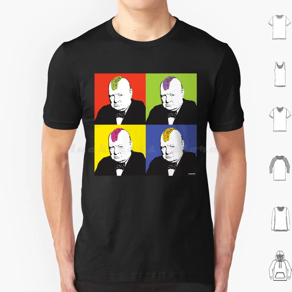 Banksy Graffiti Rosa Winston Churchill con corte de pelo Punk Mohawk Andry Warhol parodia HD alta calidad tienda en línea Camiseta de algodón