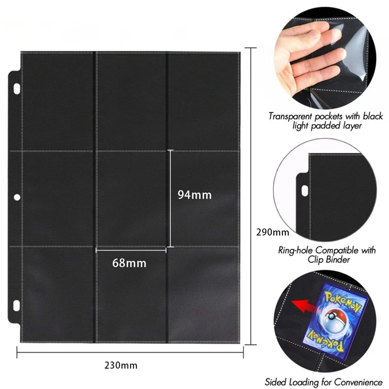 900 Pockets Trading Card Sleeves Binder, Baseball Card Binder Sleeves Fit For 3 Ring Binder Card Holder Protector