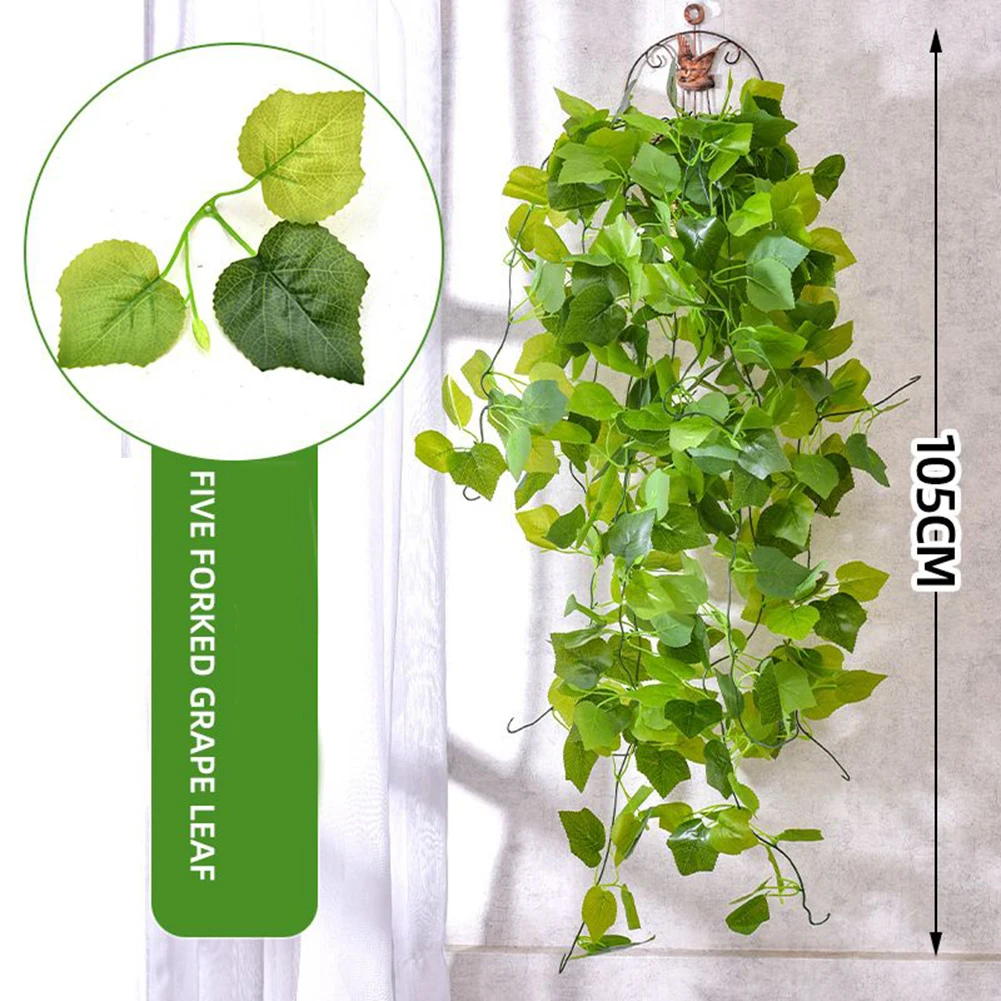 1 قطعة نبات اللبلاب الاصطناعي ورقة جارلاند دون سلة معلقة 105 سنتيمتر قماش حريري بلاستيكي لمهرجان الزفاف الديكور الحرس