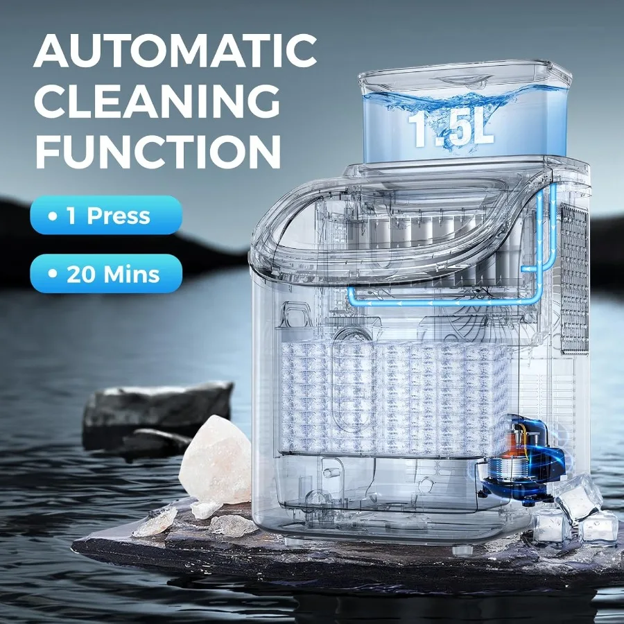Aanrecht ijsblokjesmachine 30LBS 24 uur draagbare ijsmachine met bovenste externe watertank Zelfreinigende functie 16 stuks ijsblokjes 13