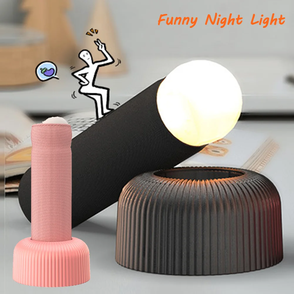 Funny Night Light for Adults Teens Babies Penis Shaped Bedside Lamp Hand-pull Table Lamp Nursery Nightlight for Dorm Living Room