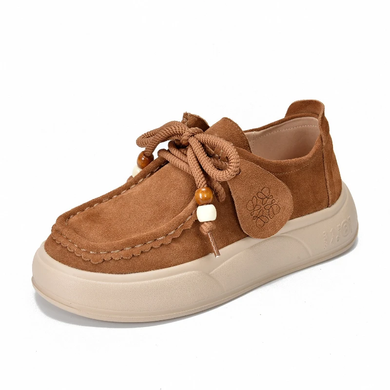 

CICIYANG Women's Flat Shoes Genuine Leather 2025 Autumn New Lace-up Oxford Shoes Women Large-size Running Shoes Female Sneakers