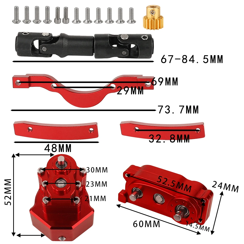 Front Motor Transmission Prefixal Gearbox Transfer Case for 1/10 RC Crawler Car Axial SCX10 & SCX10 II Upgrade Parts