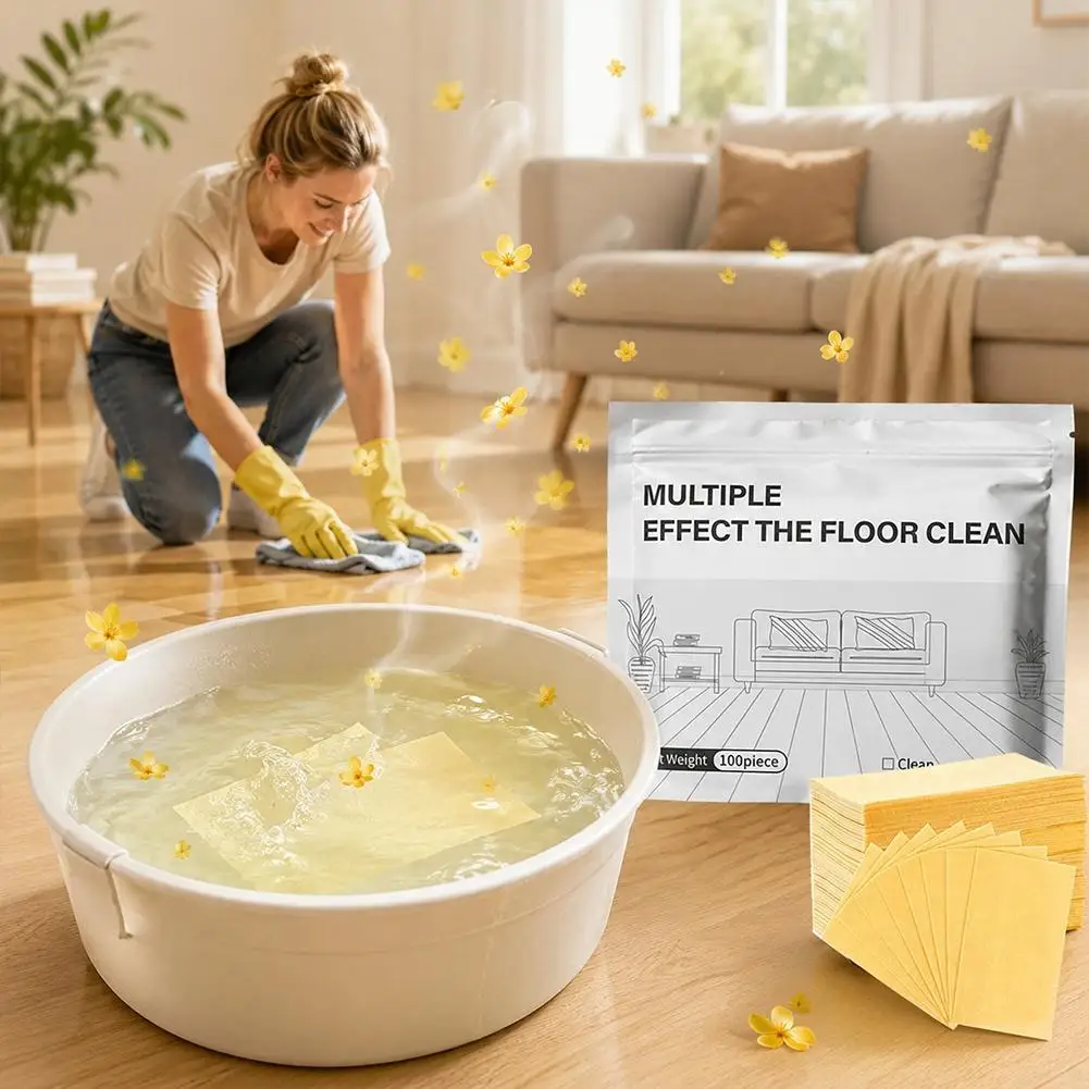 Picture 5: 100Pcs Lavender Floor Cleaning Tablets, Multi-Effect Tile Floor Cleaner Sheets, Tablets for Dirt Removal Brightening Deodorizing