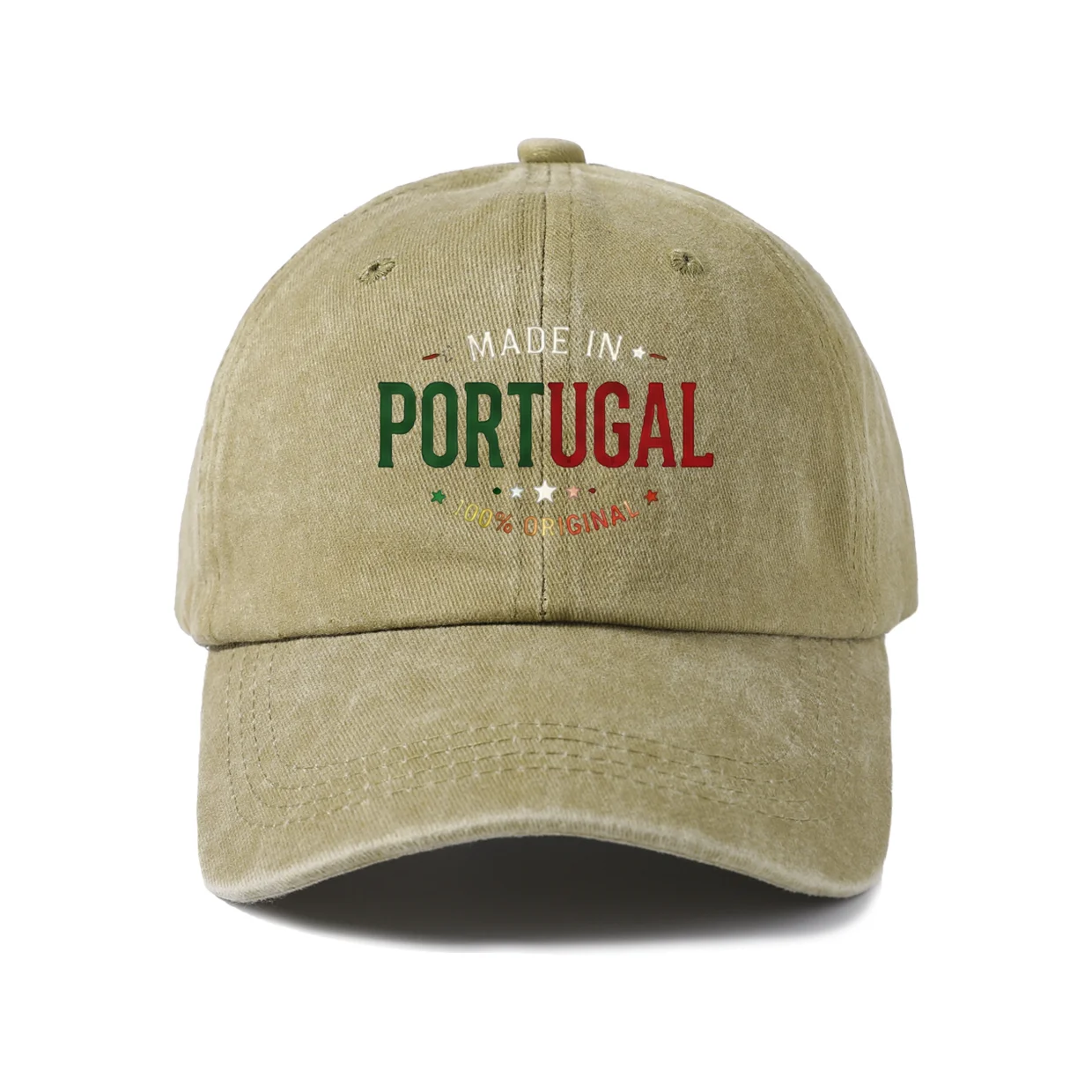 Made in Portugal Text Graphic Baseball Cap, Vintage Washed Adjustable Unisex Dad Hat, Everyday Gift