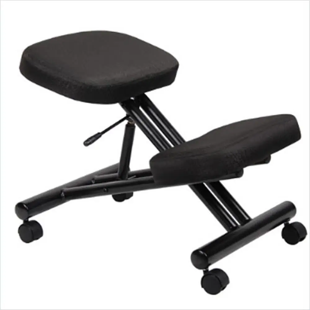 Ergonomic Kneeling Stool 20 Inch Height Black Fabric/Metal Contemporary Design UrbanPro Furniture for Improved Posture