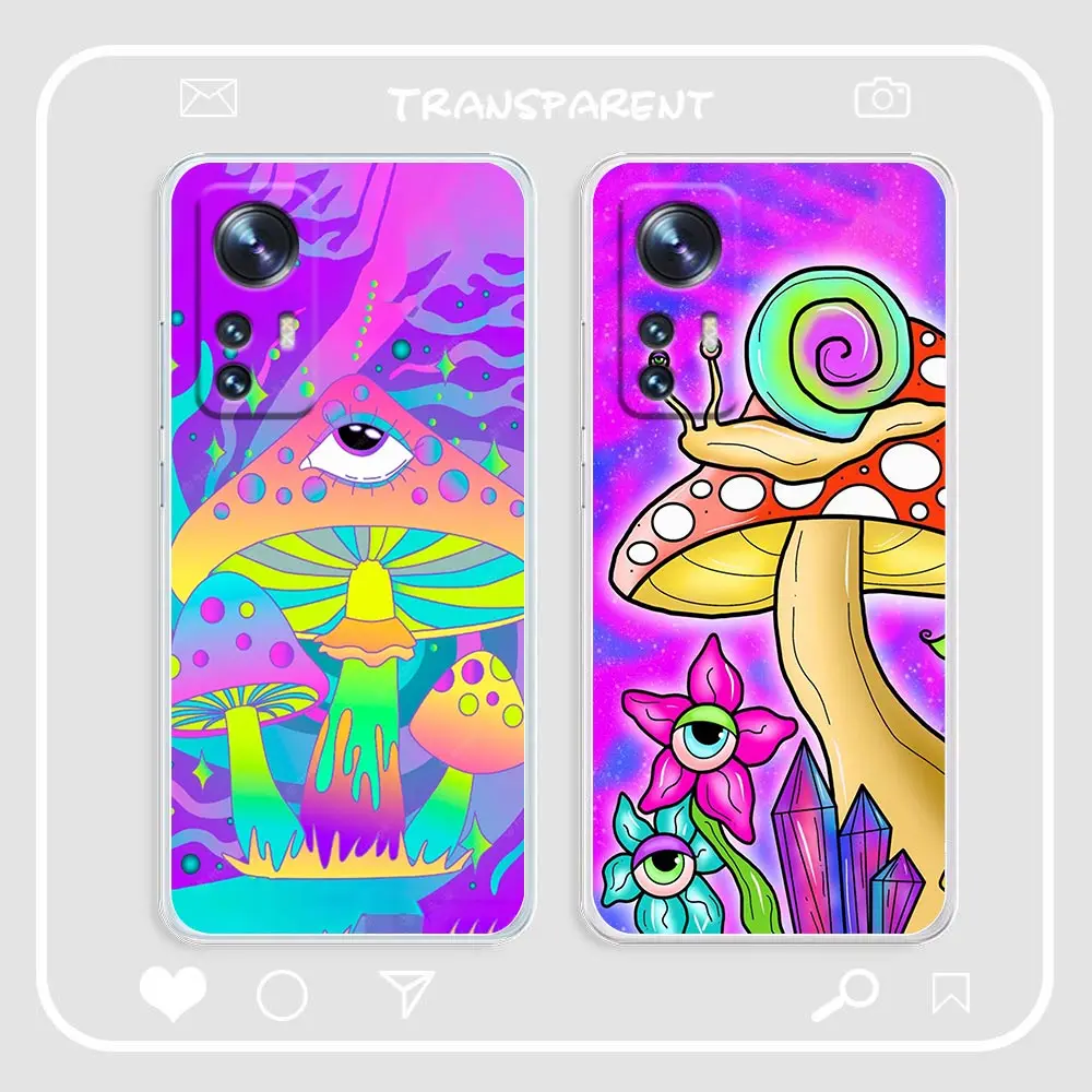 Clear Phone Case For Xiaomi 13 12 12X 11 11T 10 10S 9SE 9 8 6X 6 Silicone Case Funda Capa Shell Colourful Psychedelic Trippy Art