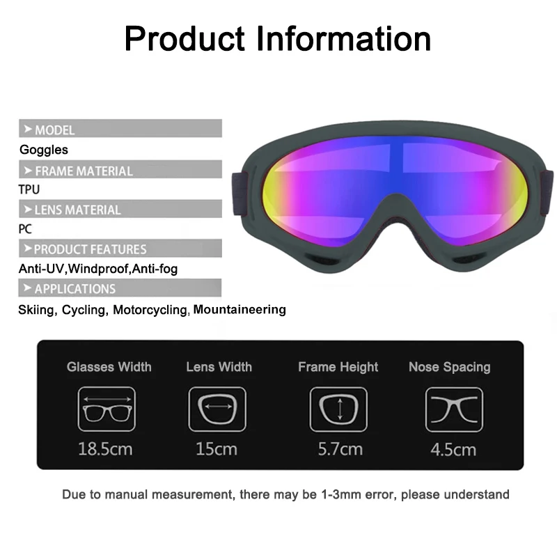 Skiing Goggles Cycling Motorcycle Windproof Goggles Anti-fog UV400 Snowboard Snow Goggles Winter Outdoor Sport Skiing Eyewear