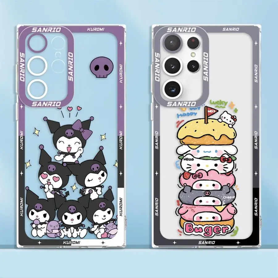 حافظة سانريو كورومي اللطيفة لهاتف سامسونج جالاكسي S21 S24 Plus S22 S25 + S24 + S23 + S25 Ultra S25Ultra Note 20 10 S20 S23 FE هاتف شفاف