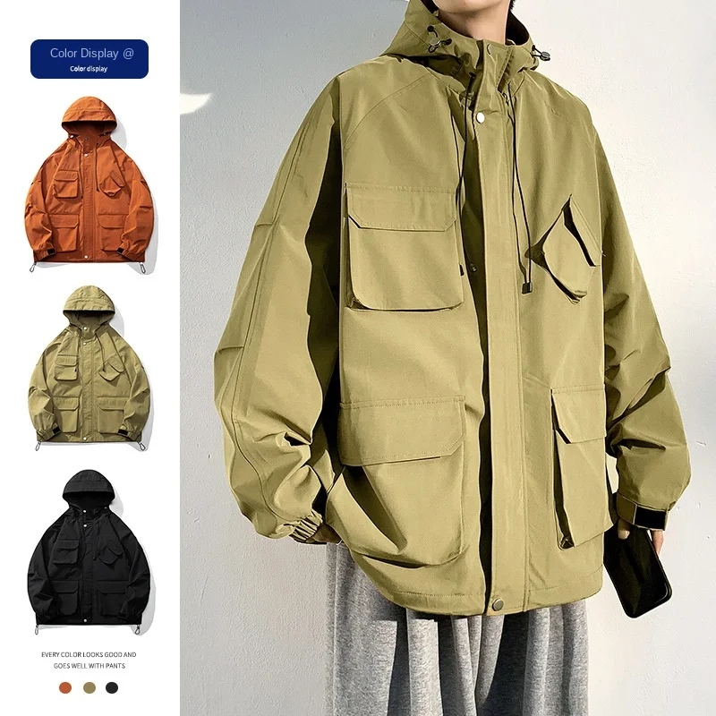 

Outdoor Functional Multi-pocket Waterproof Men's and Women's Windproof Hooded Jacket Autumn and Winter