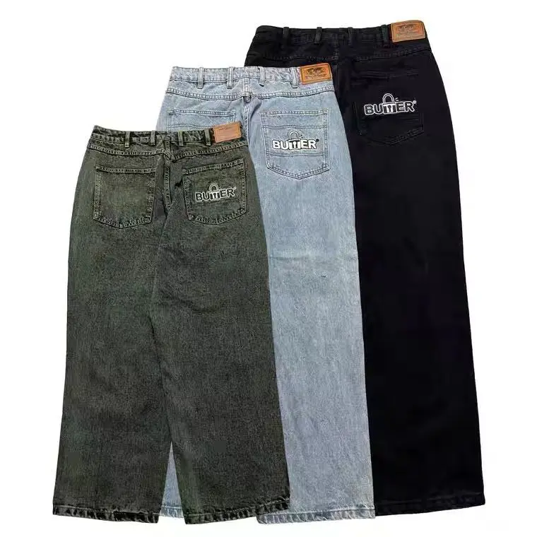 2025 nueva tendencia monopatín australiano baile callejero pesado americano Retro calle Hiphop monopatín bordado Jeans