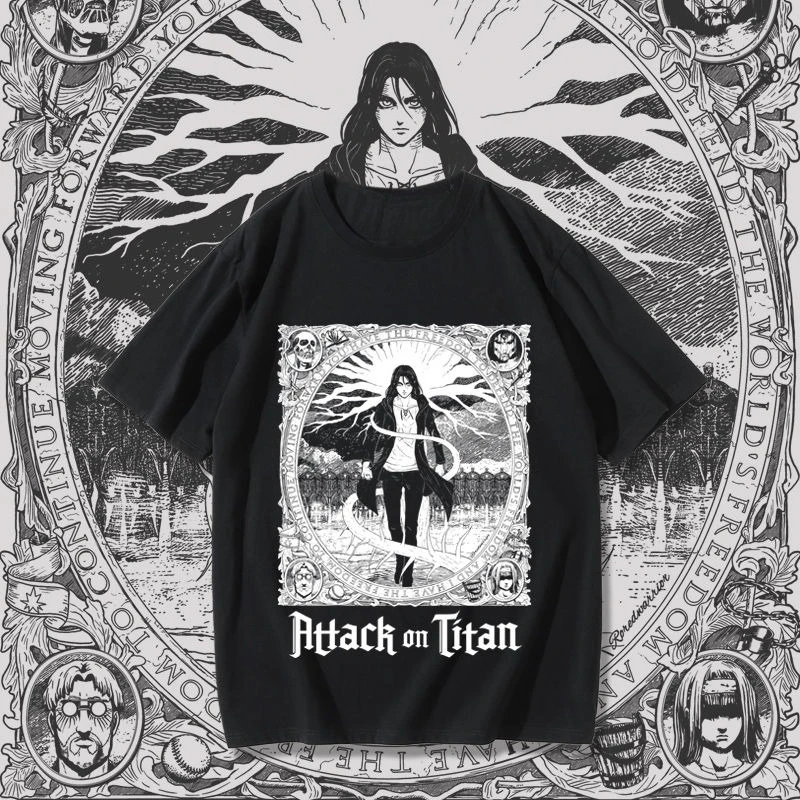 ataque-em-tita-anime-japones-eren-yeager-camisetas-masculinas-e-femininas-verao-novo-algodao-impresso-meninos-pai-filho-mangas-curtas