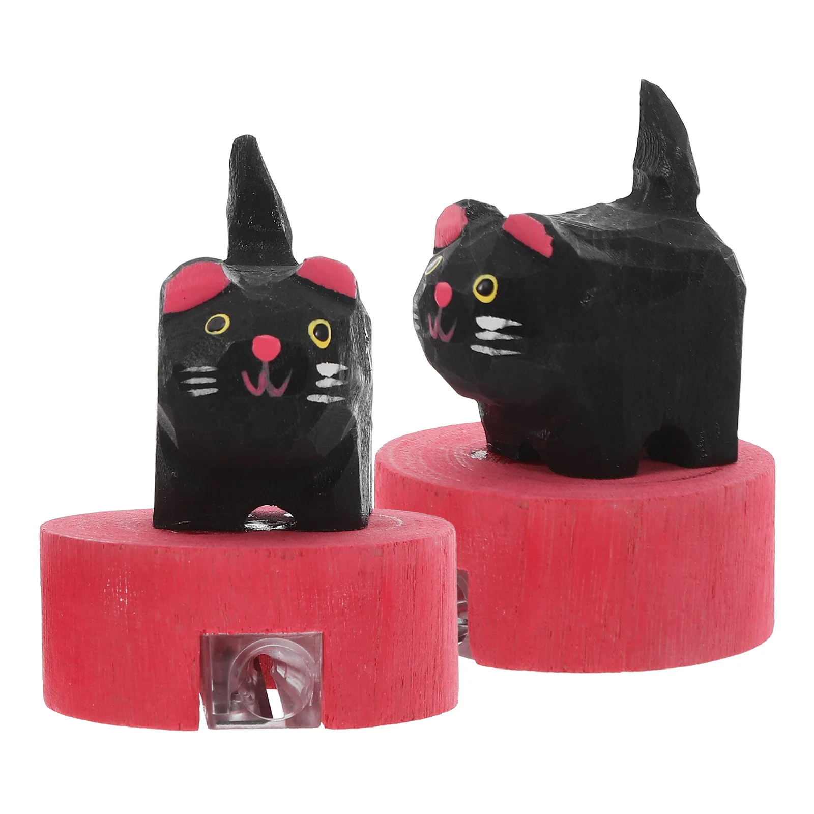 2pcs Cat-Shaped Pencil Sharpener Realistic Black Cat Design Wooden Manual Sharpener For School Supplies Classroom Prizes