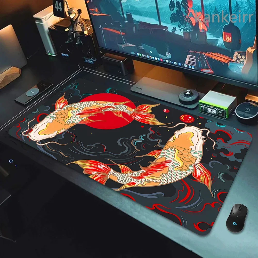 Gaming Mouse Pads Koi Taichi Neutral Table Mats Computer Mousepad Company Big Deskmat 90x40 Large Gamer Mousepads Fish Mouse Mat