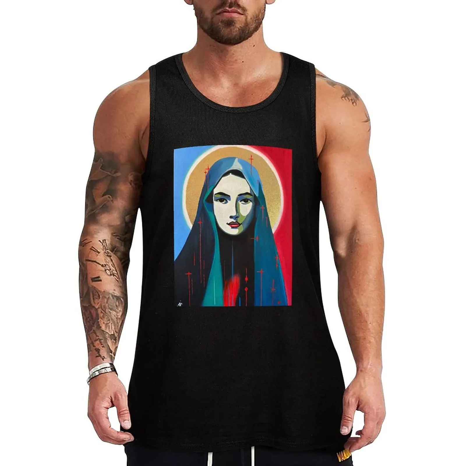 

Mary Magdalene. Artist: ROSSI, acrylic, oil pastel, gold leaf, Virgin Mary, Madonna Tank Top