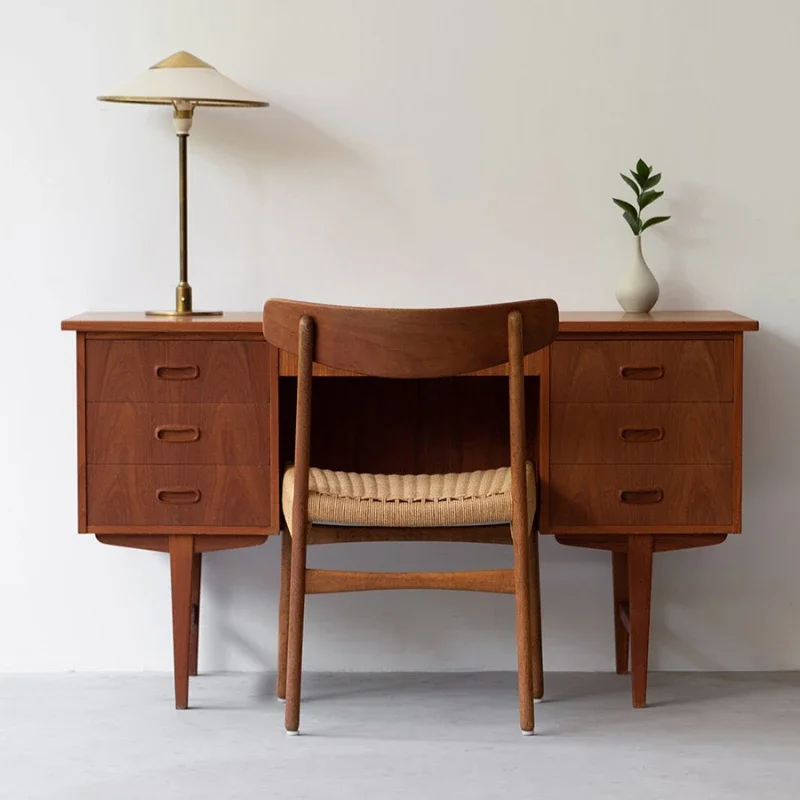 Vintage Modern Full Solid Wood Vintage Desk Writing Desk Black Walnut Teak Wind