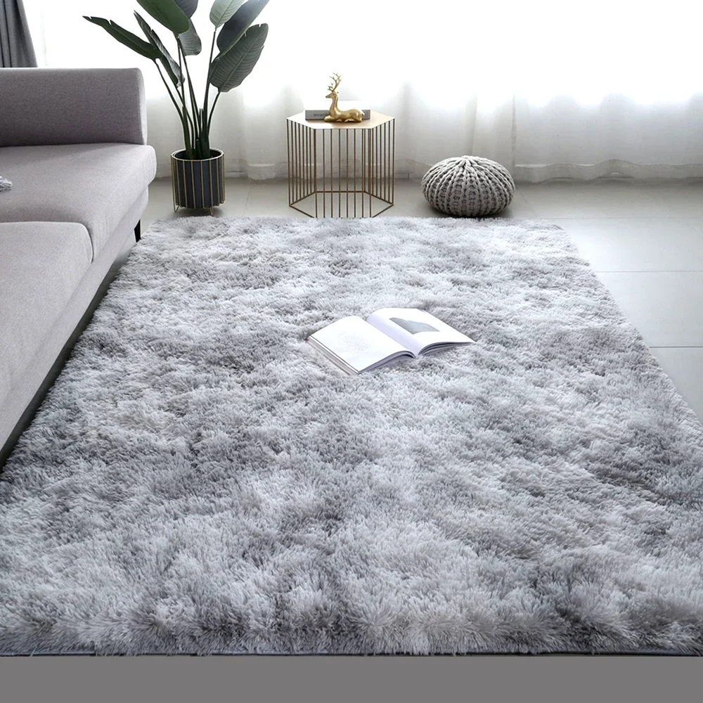 Nordic Ins Zijden Haar Tie-Dye Tapijt Moderne Eenvoudige Slaapkamer Bed Deken Huis Woonkamer Meisje Kamer Pluche Deken Vloermat