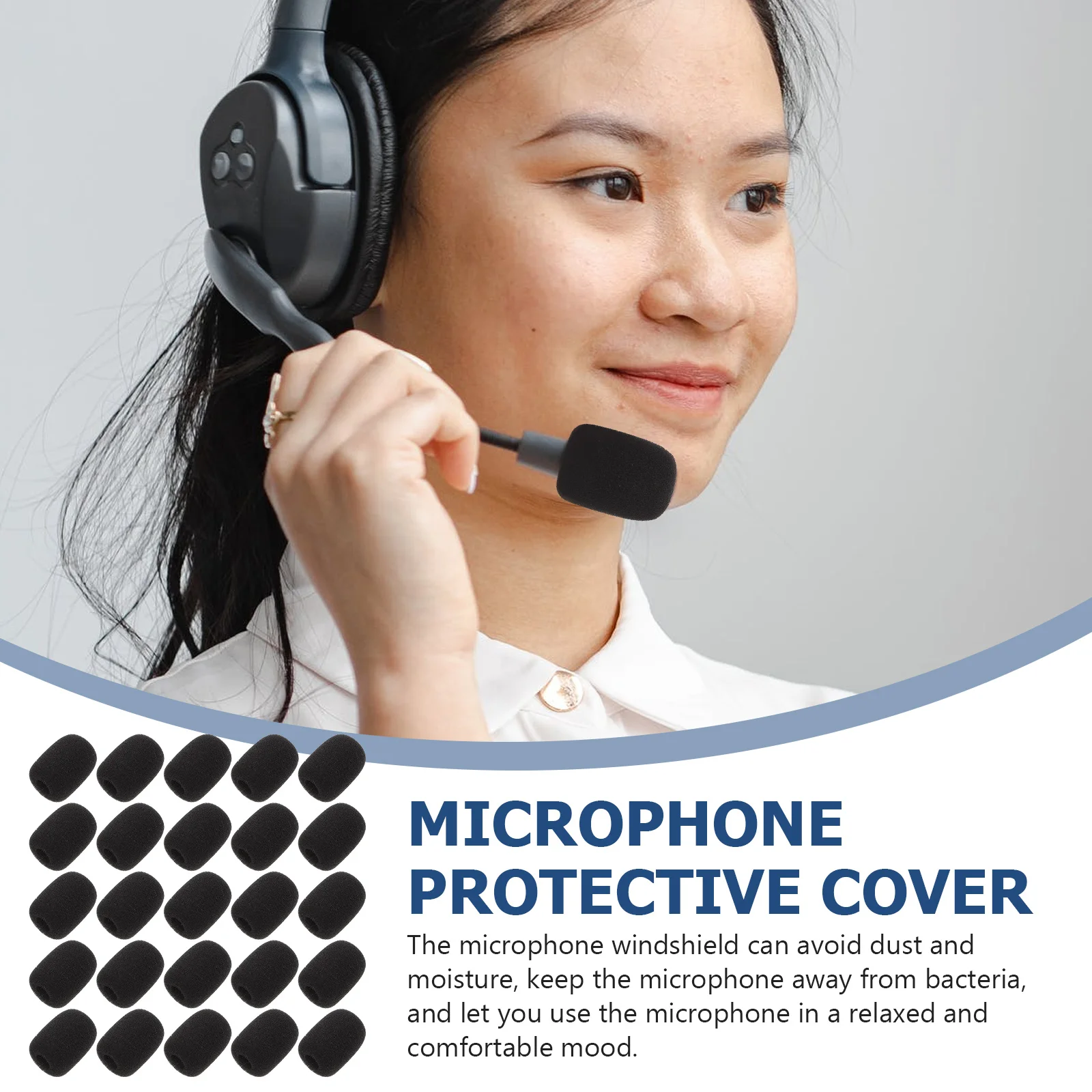 

25 Pcs Mini Microphone Lavalier Cover Sponge Protectors Black Case Recording Studio Conference Stage Wind Noise Reduction Dust