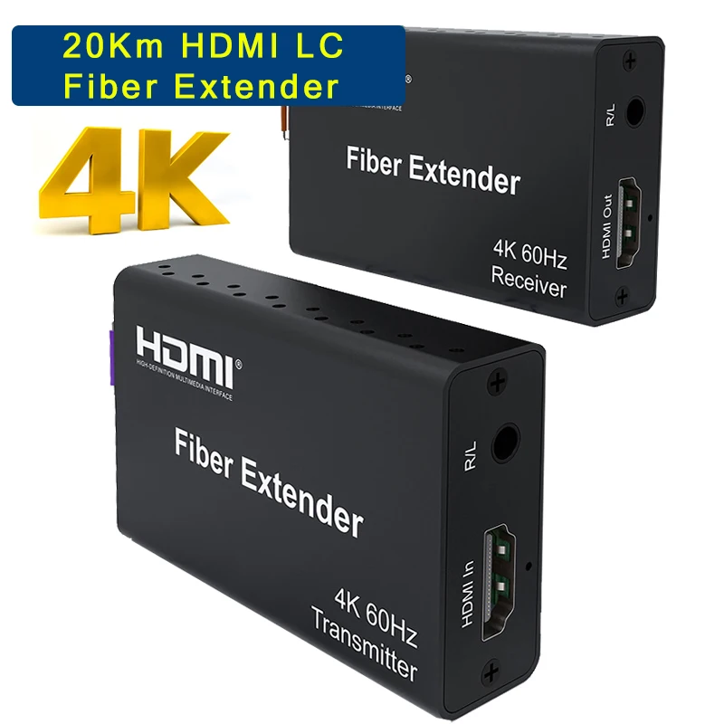4K 60 Гц HDMI оптоволоконный удлинитель через оптоволоконный кабель LC/SC 20 км HDMI 2.0 оптоволоконный трансивер с модулем SFP HDR10 HDCP2.2