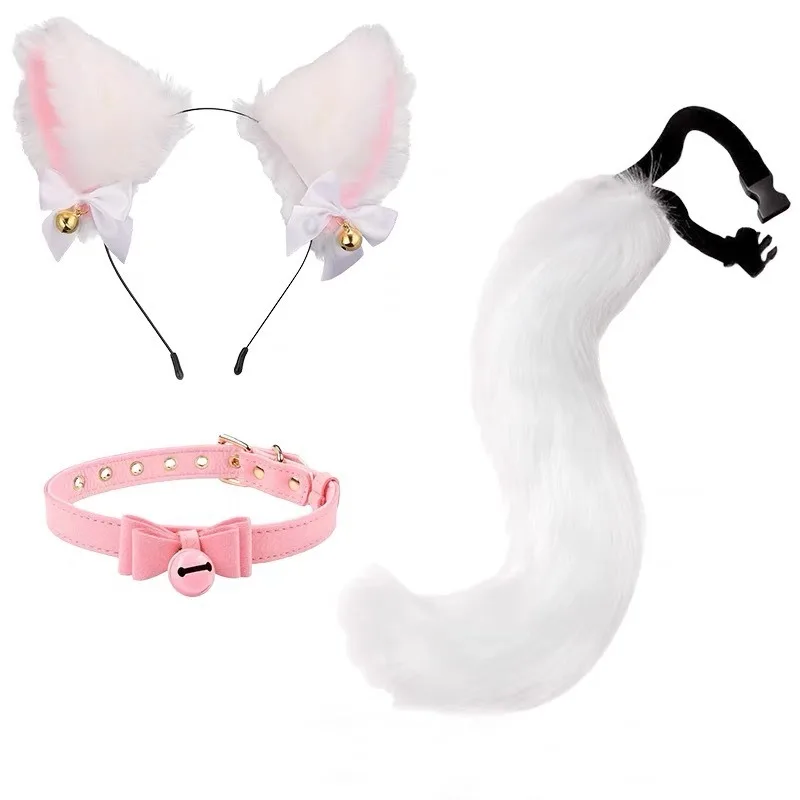 Cosplay Cat Ear Headband Cat Tail Adult Sex Toy Cute Sexy Catgirl Animal Ear Hair Accessories Animal Tail Erotic Accessories Set