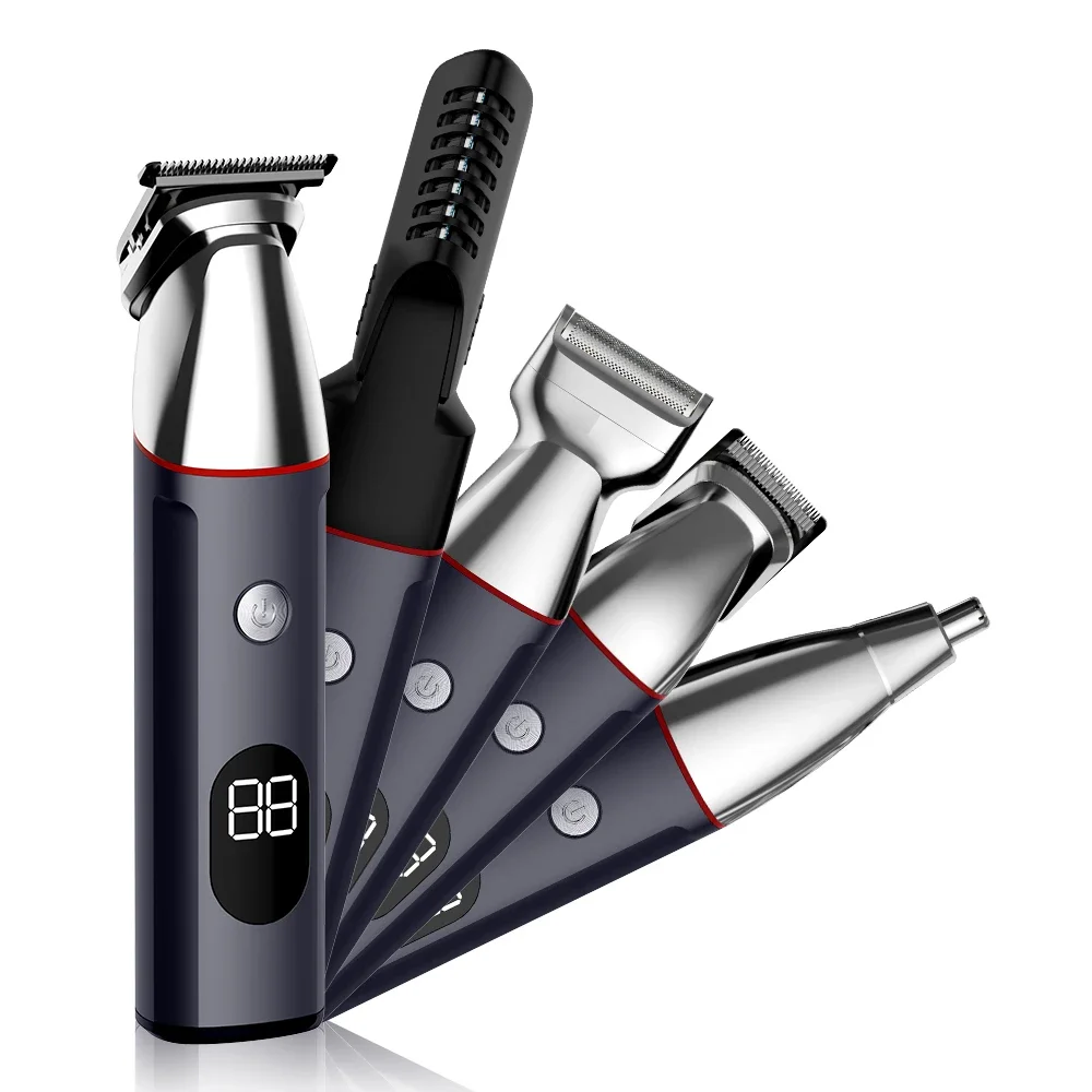 2023  NEW Hot Arrival 5 in 1 Magnetic Head Hair Shaver Trimmer Clipper Men's Grooming Kit with Trimmer for Beard Body Shaver