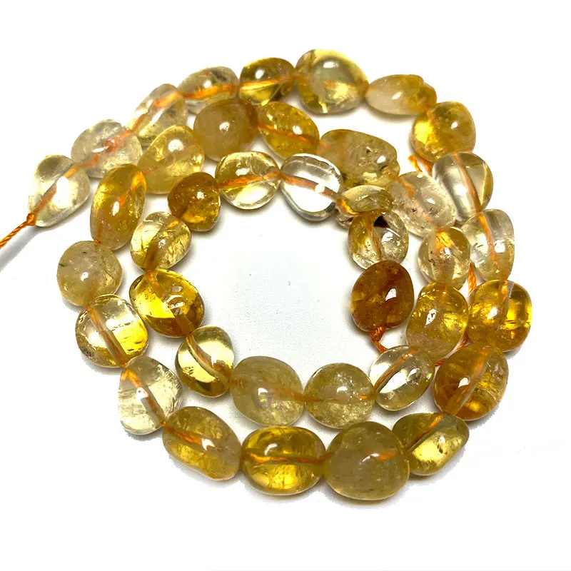 Natural Gemstone Yellow Citrine 8-10mm Irregular Stone Beads Crystal Charms Diy Women Bracelet Necklace for Jewelry Making 15\'\'