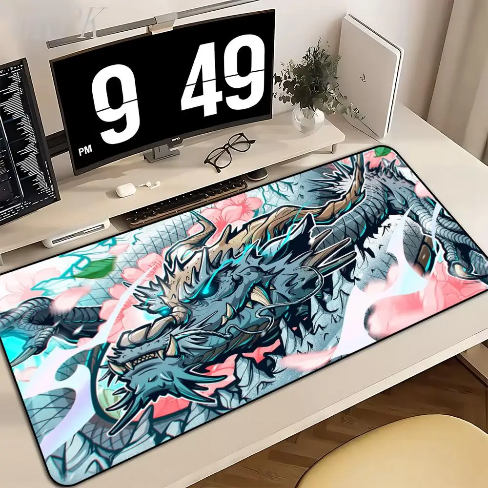 Large XXL Gaming Mouse Pad Desk Mat Keyboard Pad Oriental Dragon Cherry Blossom Japanese Anime Art Fantasy Gamer PC Laptop Decor
