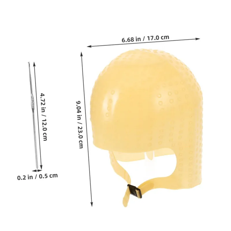 2pcs Silicone Hair Coloring Cap with Hook Needle Reusable Highlight Dyeing Frosting Dyeing Hats Salon Hairdressing Coloring Tool