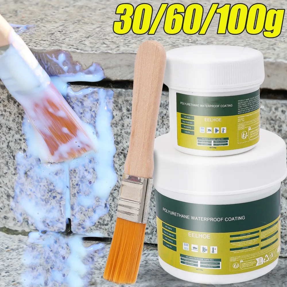 30/60/100g Środek uszczelniający do powłok Przezroczysty wodoodporny niewidoczny klej do pasty ze szczotką Dom Łazienka Toaleta Dach Klej do pęknięć
