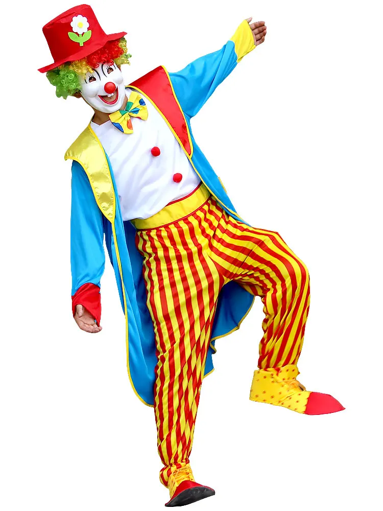 Adult Jumpsuit Circus Clown Cosplay Costume Stage Performance Suit Carnival Party Clown Clothing with Accessories New Arrivals