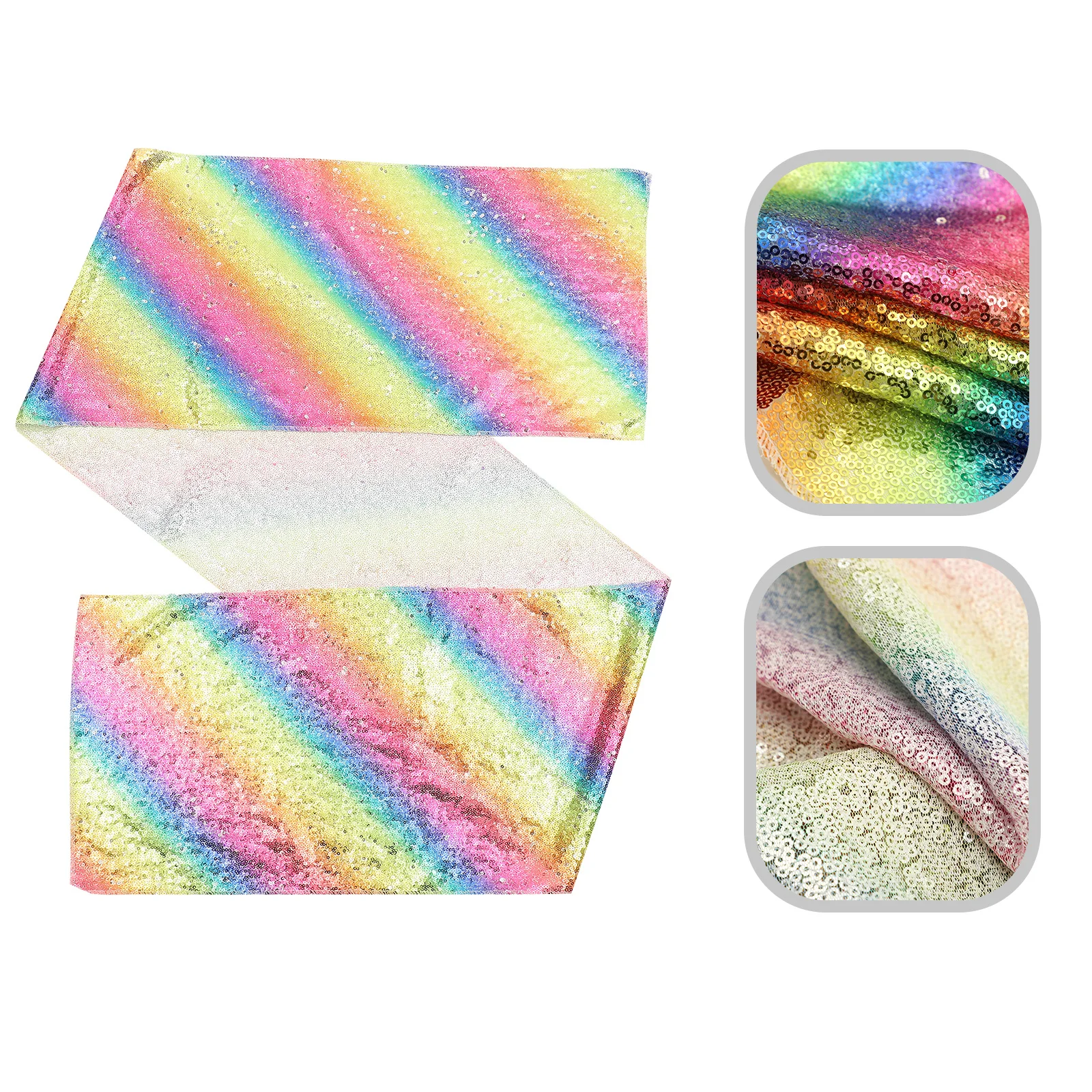 

Sequin Rainbow Table Runner Long Polyester for Wedding Party Dinner Banquet Festival Decoration Rainbow Table Runner