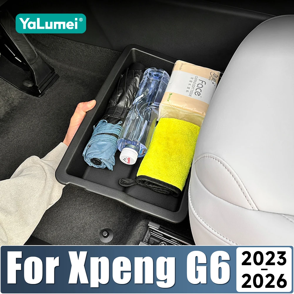 For Xpeng G6 2023 2024 2025 2025 2026 TPE Car Under Seat Drawer Type Organizer Storage Box Case Tray Decoration Accessories