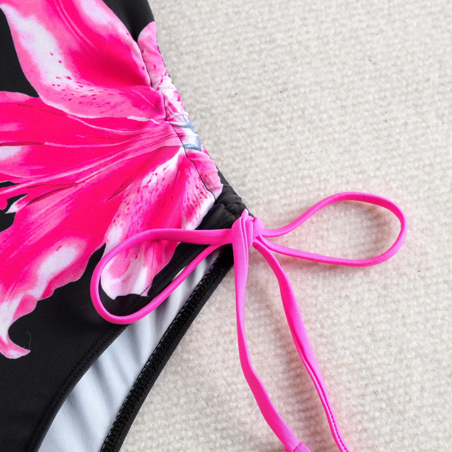 2025年 レディース ワンショルダー モノキニ ボディコン プリント水着 ドローストリング付き クロスボーダー ワンピース コルセット セクシー バンテージ水着